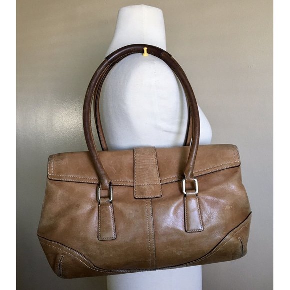 COACH Hampton‎ Soho Light Tan Genuine Leather Satchel Shoulder Bag H3S-9550 - Picture 2 of 14